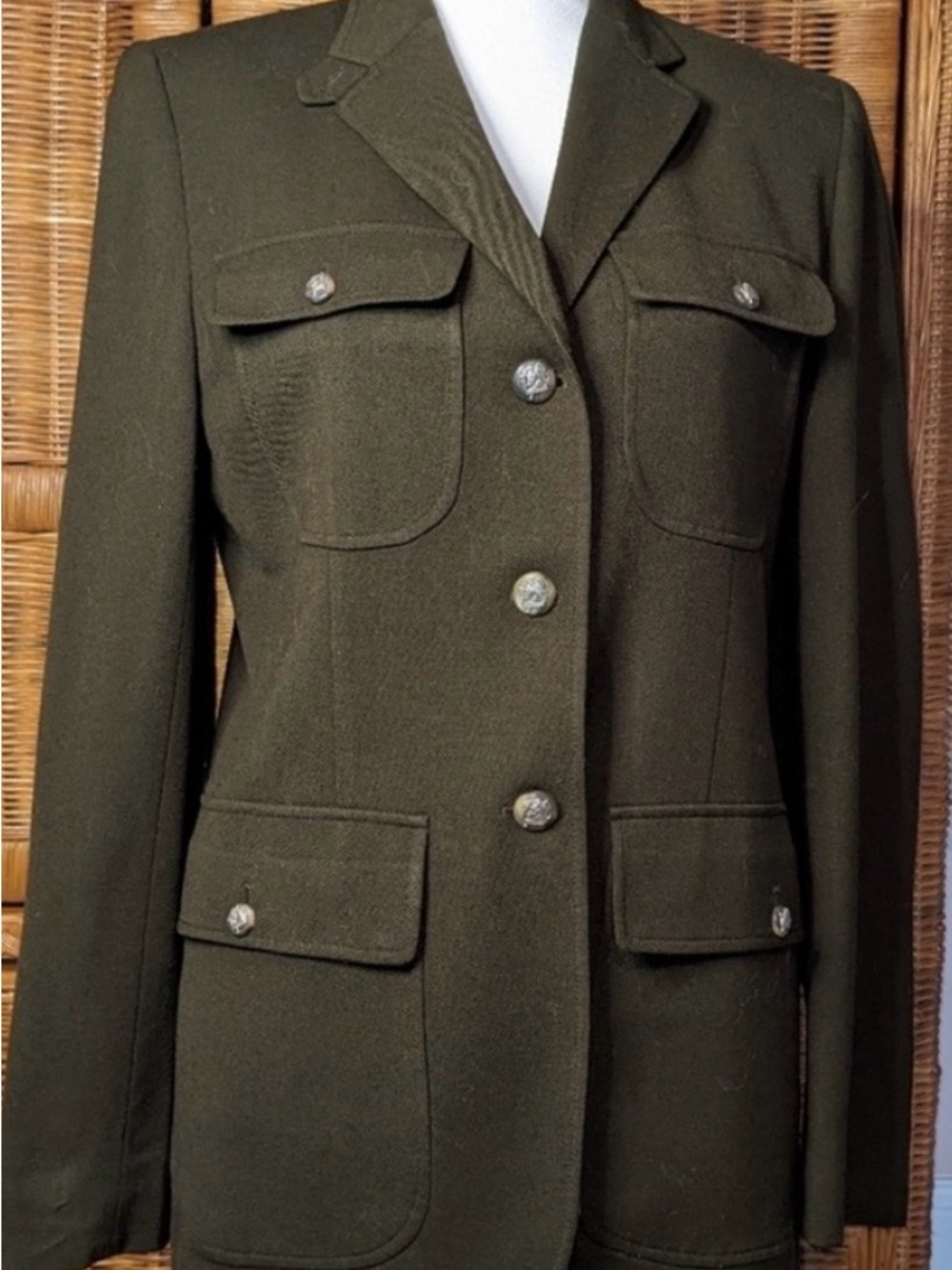 ⭐️Ralph Lauren Olive Green Military-Style Wool Blazer